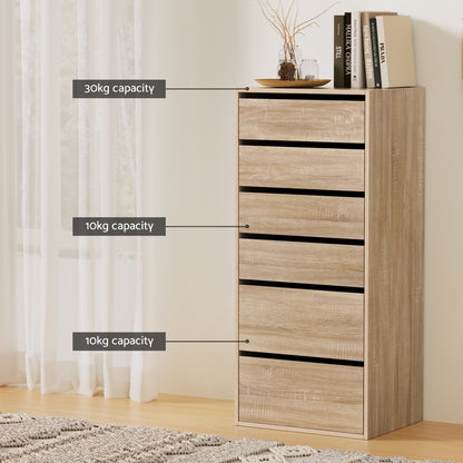 Chest of Drawers – 6 Spacious Drawers, Pine Finish