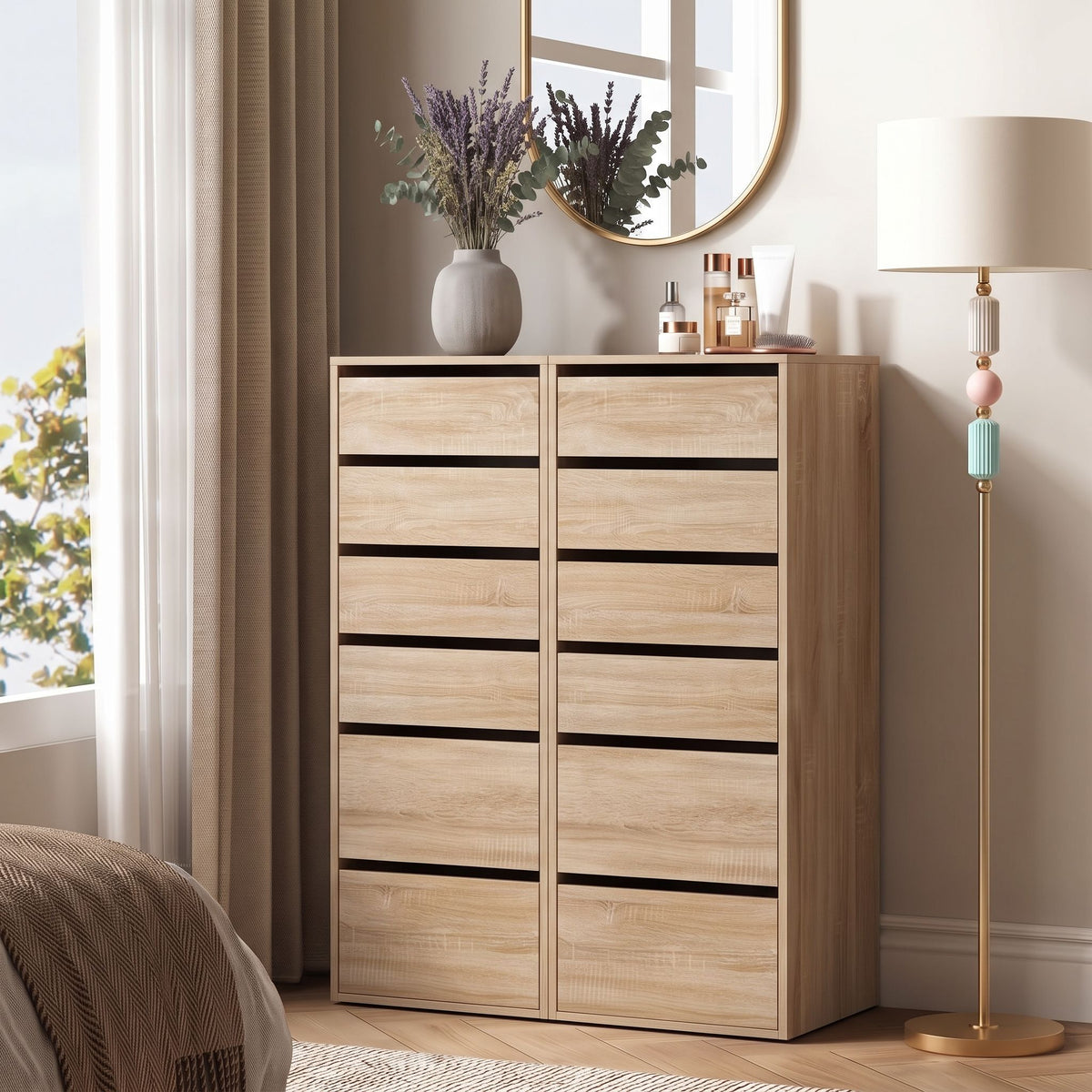 TWSC 2x Chest of 6 Drawers Dresser Tallboy Pine