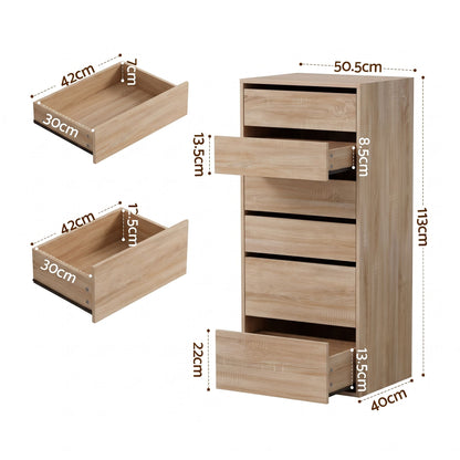 TWSC 2x Chest of 6 Drawers Dresser Tallboy Pine