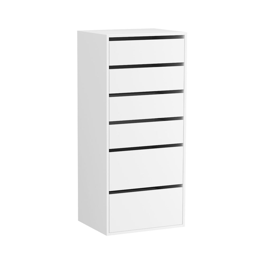Chest of Drawers Dresser – 6 Spacious Drawers, White Tallboy