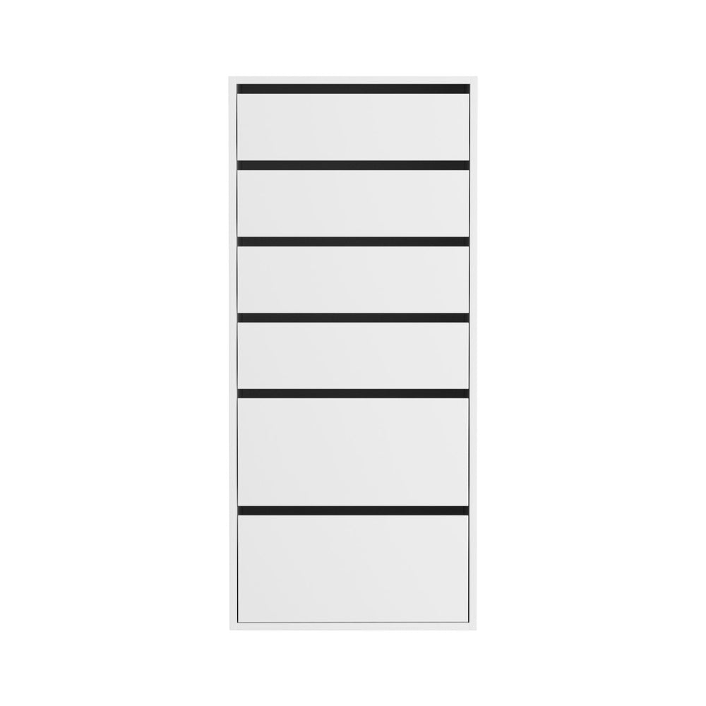 Chest of Drawers Dresser – 6 Spacious Drawers, White Tallboy