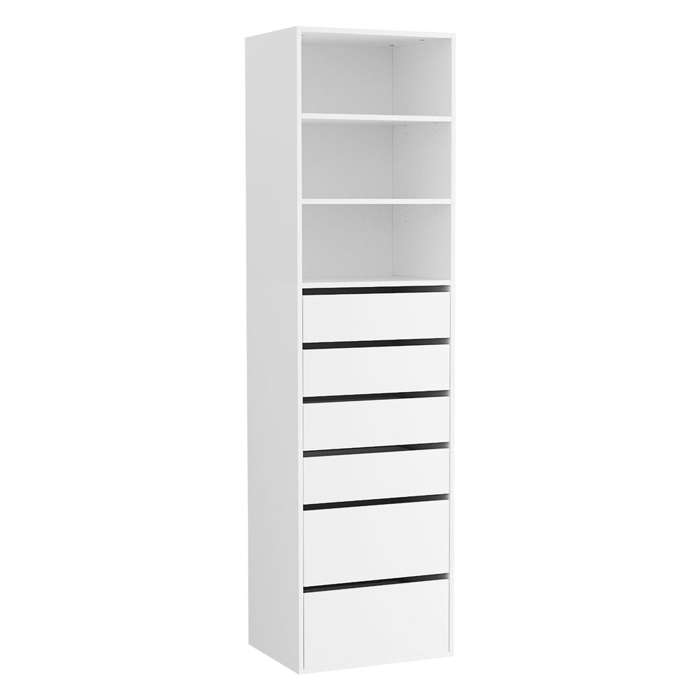 Chest of Drawers – 6 Spacious Drawers, White Tallboy Cabinet
