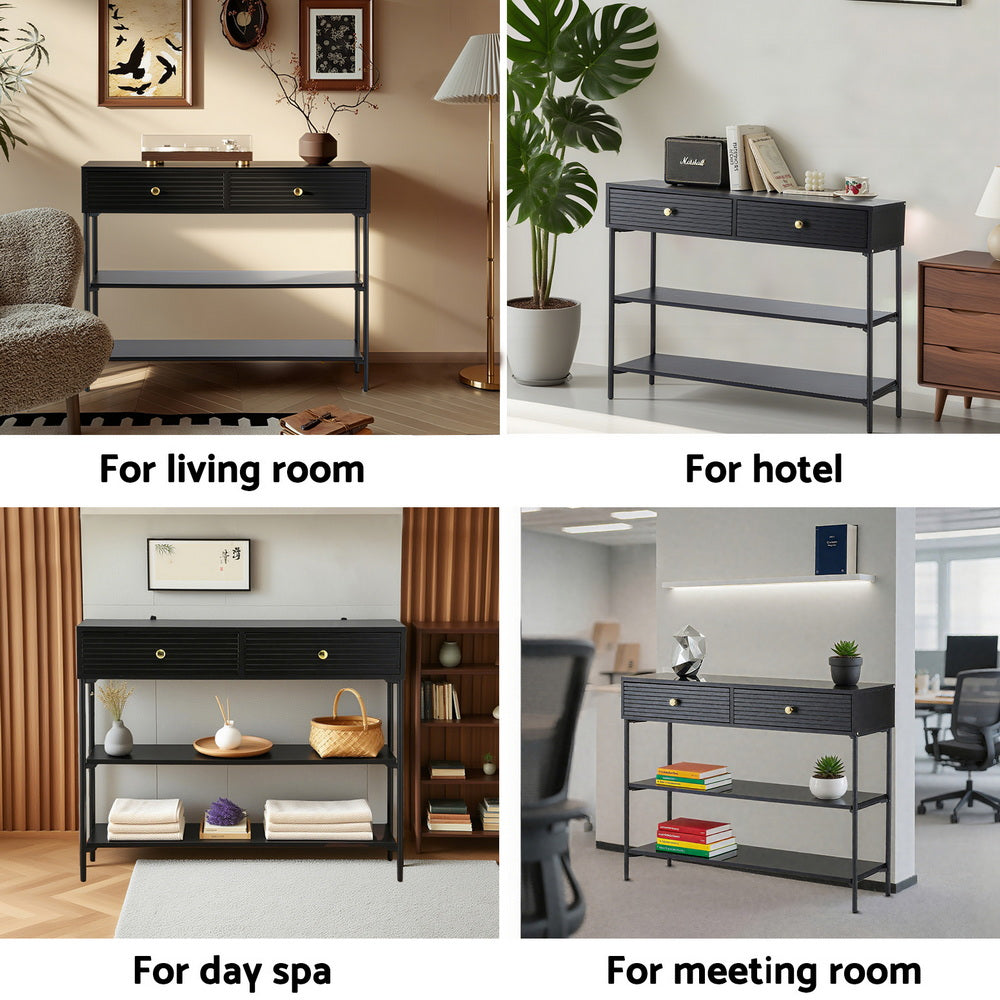 TWSC Console Table 3-Tier Black