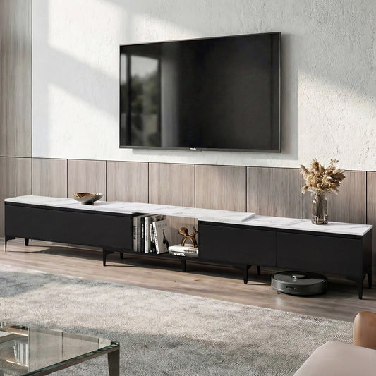 Extendable TV Cabinet – Adjustable Length, Black Finish