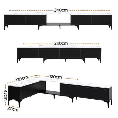 TWSC TV Cabinet Entertainment Unit Stand Extendable Black