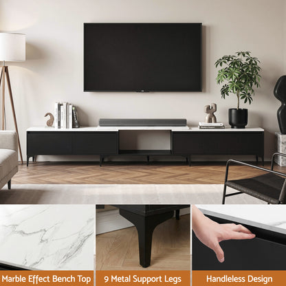 TWSC TV Cabinet Entertainment Unit Stand Extendable Black