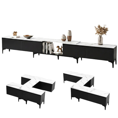TWSC TV Cabinet Entertainment Unit Stand Extendable Black