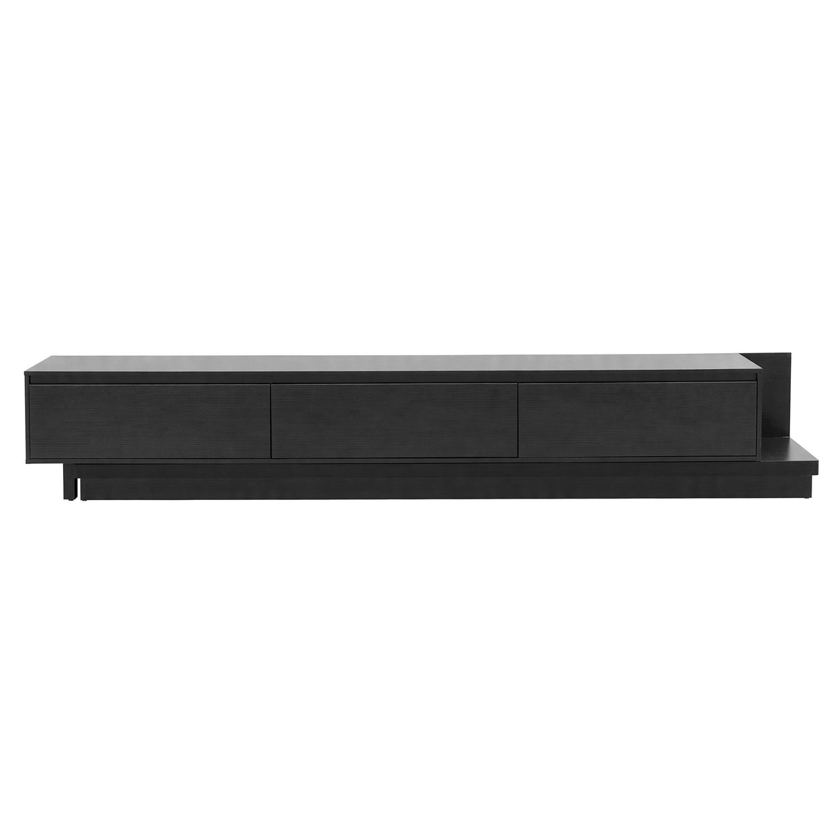 TWSC Extendable TV Unit 200CM 3 Storage Drawers Dark Walnut & Black