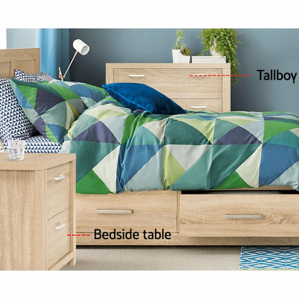 Set of two bedside tables with two drawers, Maxi pine finish, from The Willow Stone Collective, featuring modern bedroom furniture design.