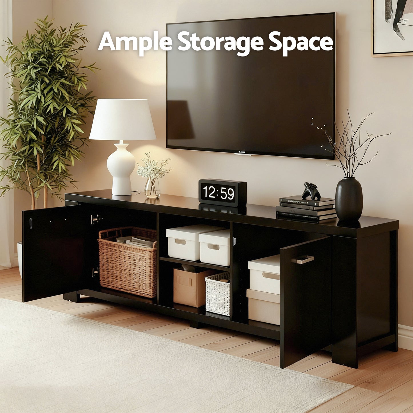 Entertainment Unit – Contemporary Design, Black, 160cm