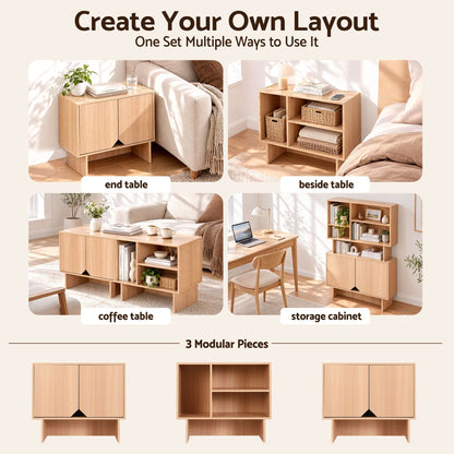 Artiss Modular TV Unit Storage Cabinet Adjustable Shelf Robot-Vac Friendly Pine