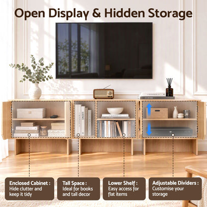 Artiss Modular TV Unit Storage Cabinet Adjustable Shelf Robot-Vac Friendly Pine