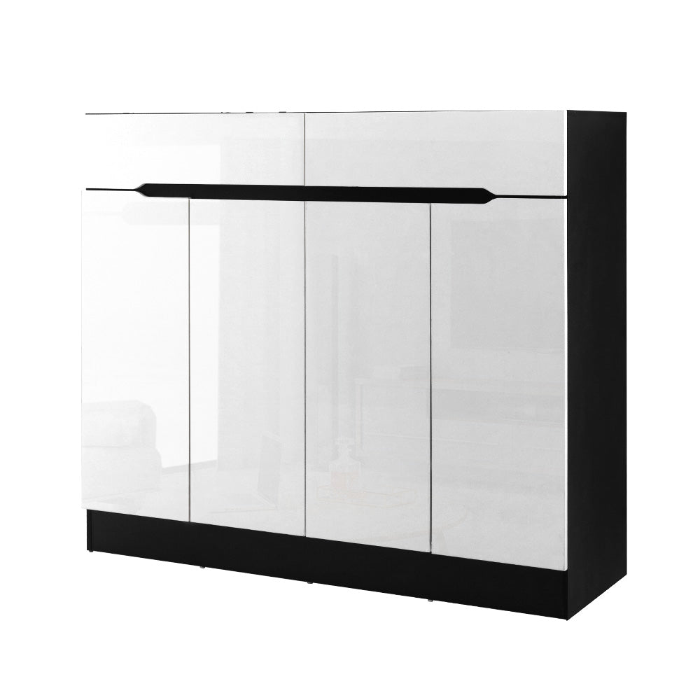 Shoe Rack Cabinet with Drawer – Adjustable Shelves, White 120cm