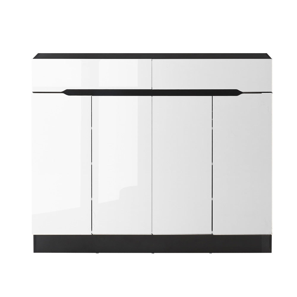 Shoe Rack Cabinet with Drawer – Adjustable Shelves, White 120cm