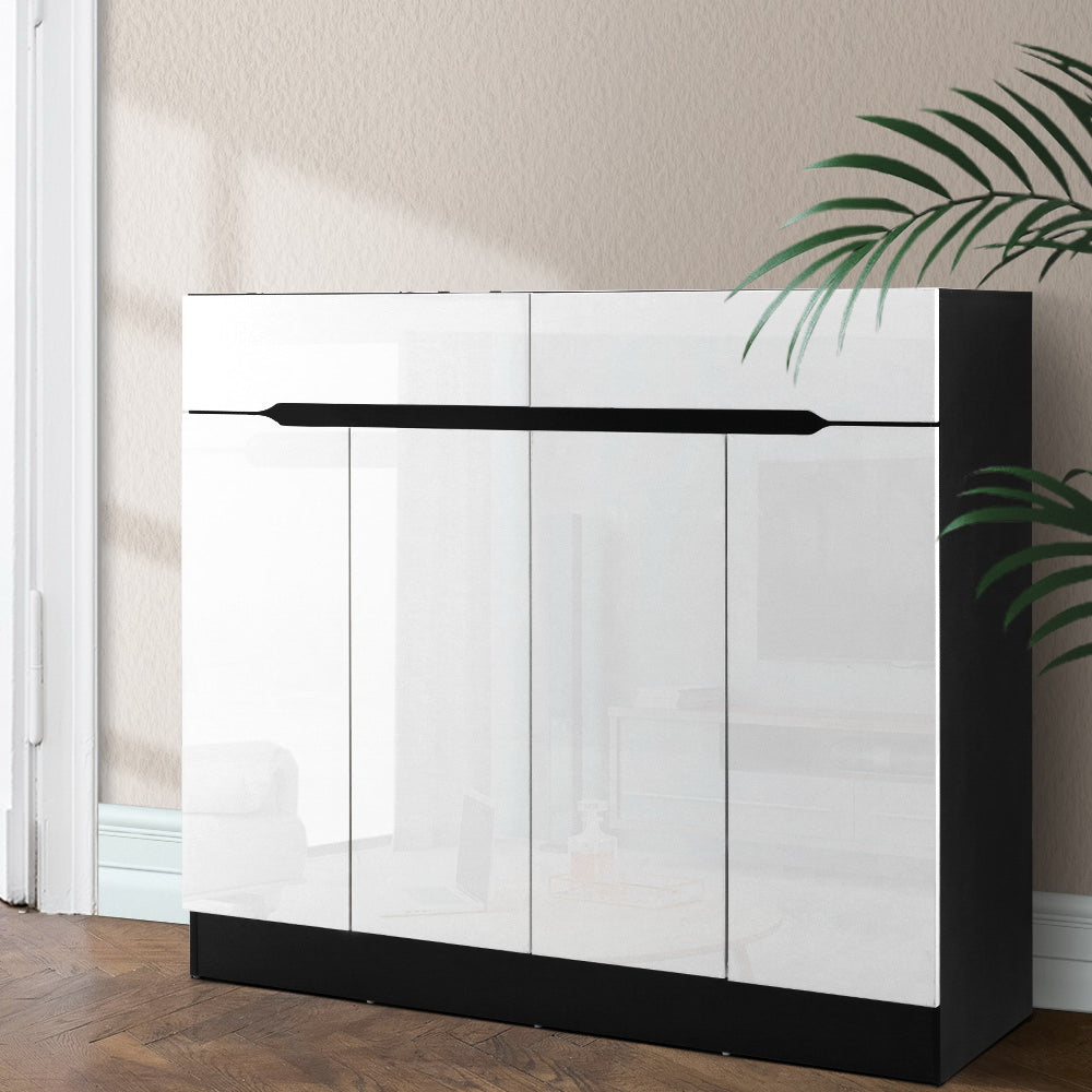 Shoe Rack Cabinet with Drawer – Adjustable Shelves, White 120cm