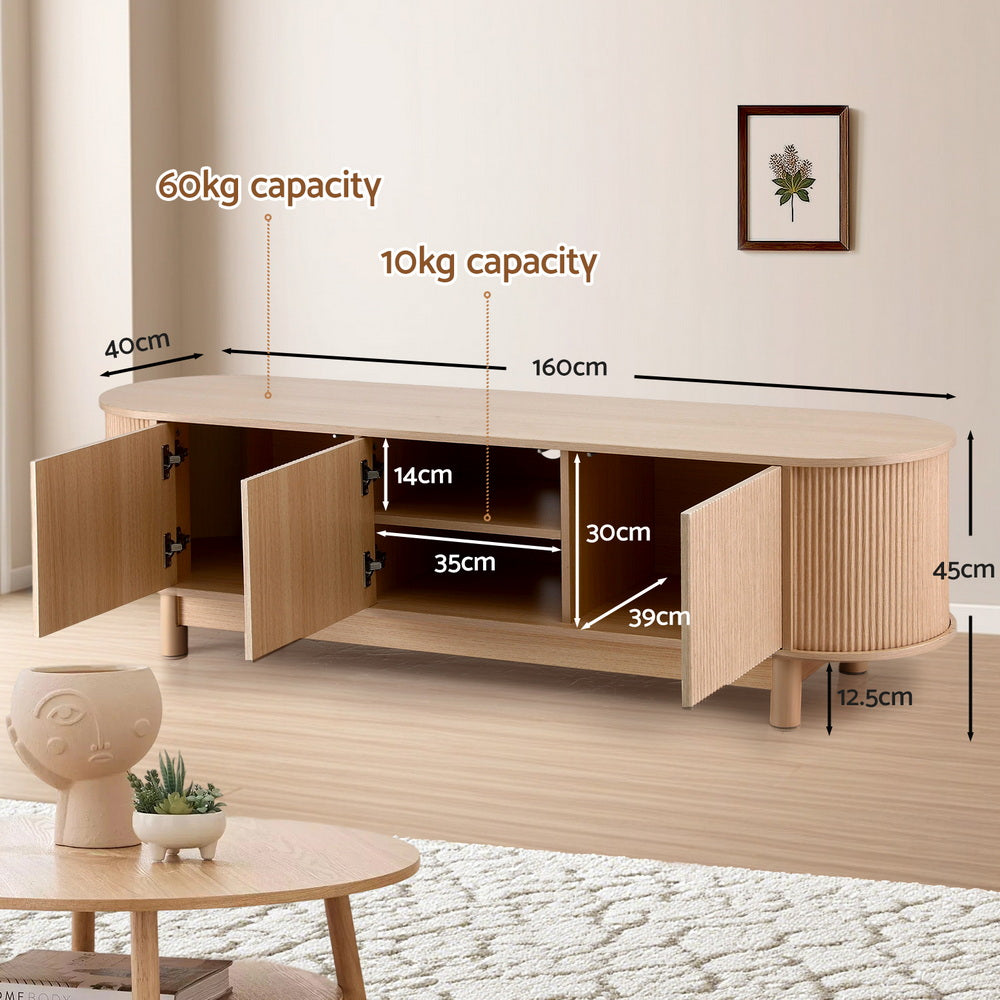 TWSC TV Unit Entertainment Unit Storage Cabinet 160cm Pine
