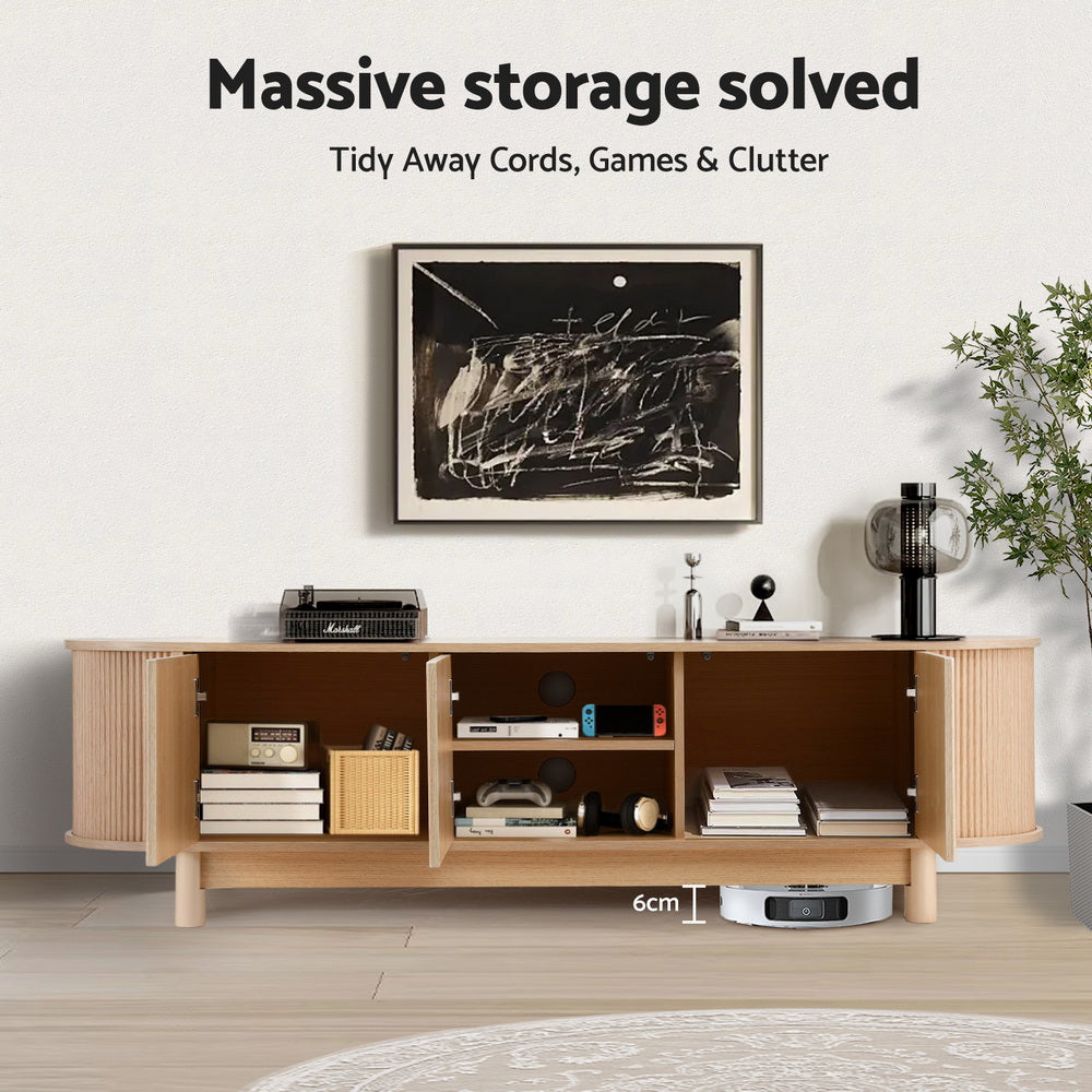 TWSC TV Unit Entertainment Unit Storage Cabinet 160cm Pine
