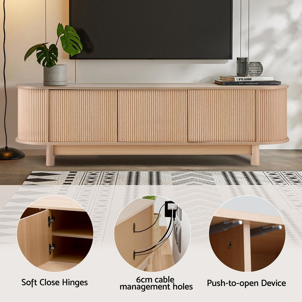 TWSC TV Unit Entertainment Unit Storage Cabinet 160cm Pine