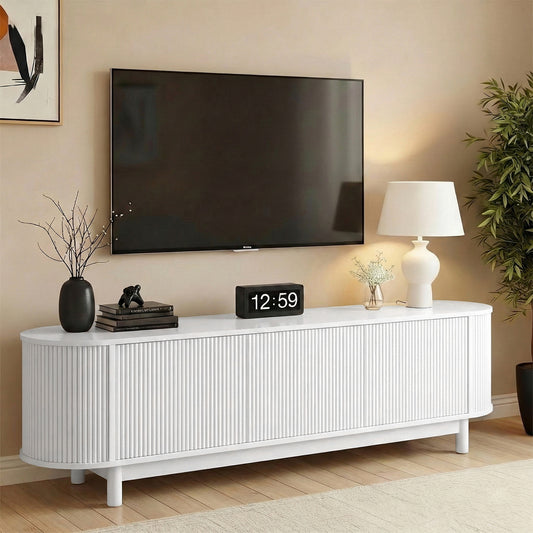Entertainment Unit – Storage Cabinet with Soft Close, 160cm White