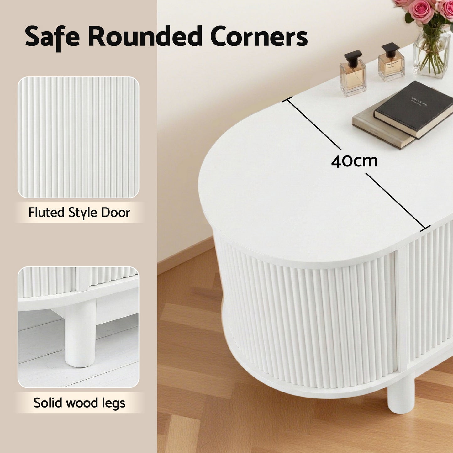 Entertainment Unit – Storage Cabinet with Soft Close, 160cm White