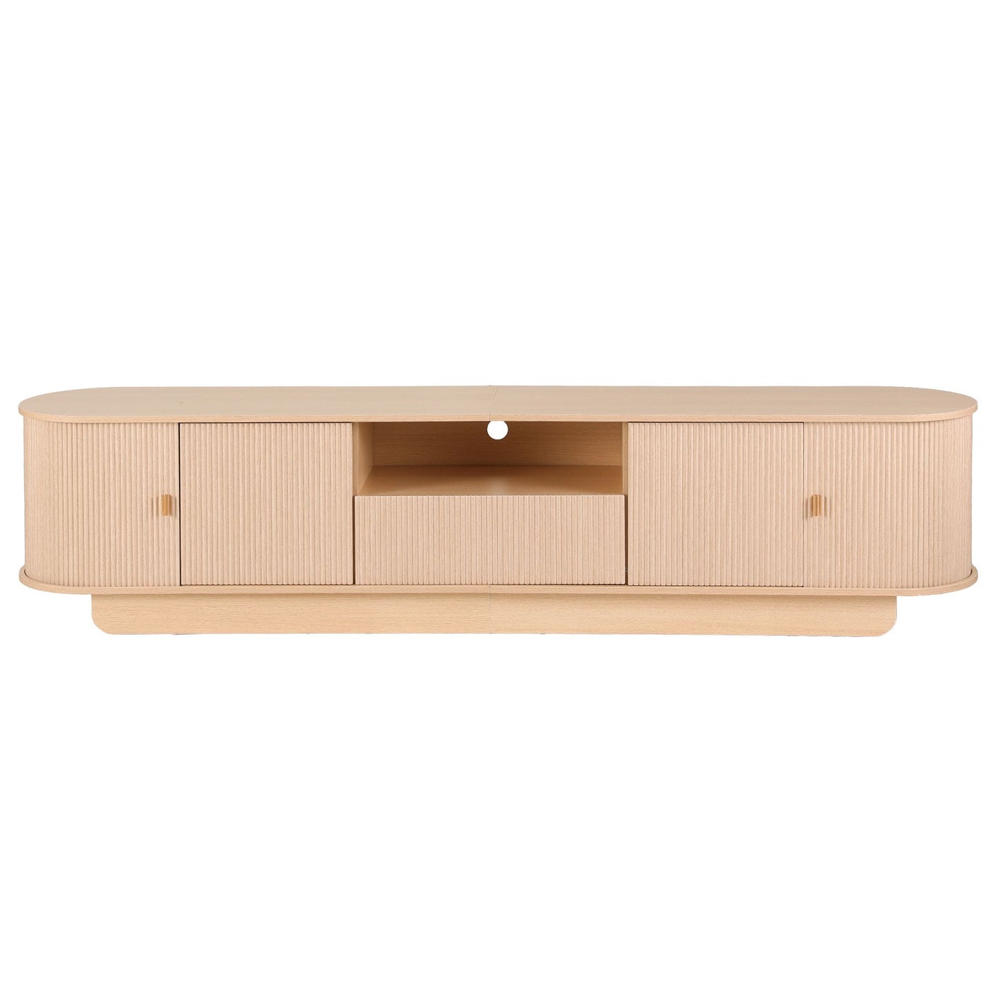 Artiss 220cm TV Unit Rounded Edge Slide Side Cabinet Door Pine
