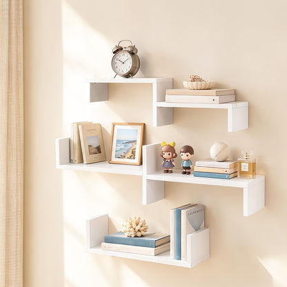 TWSC Floating Wall Shelves Set of 5 Mounted U-Shape Display Ledge, White