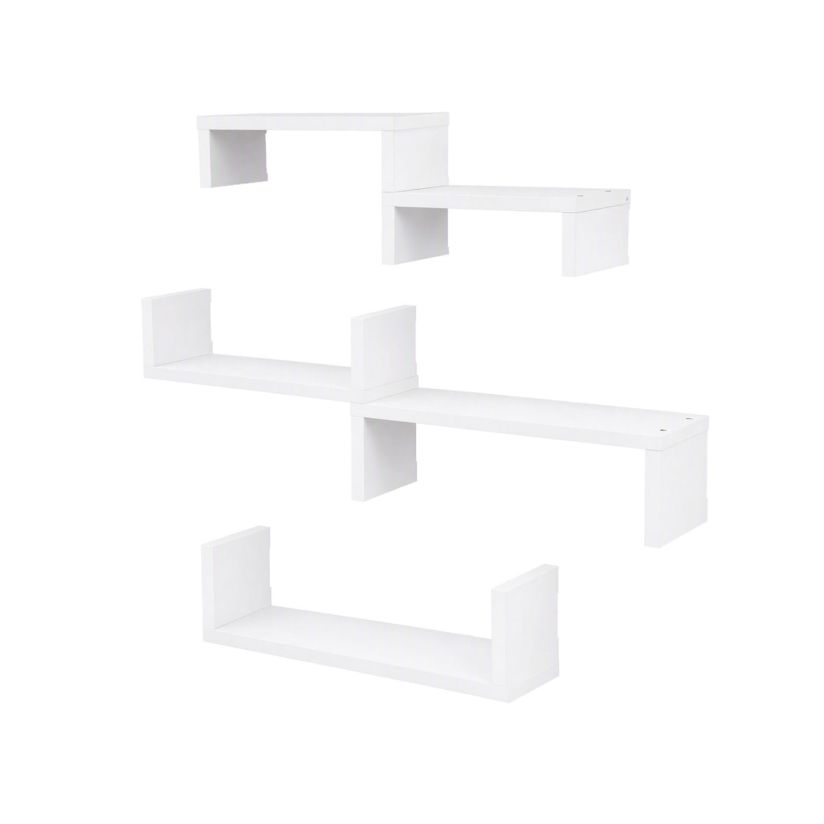 TWSC Floating Wall Shelves Set of 5 Mounted U-Shape Display Ledge, White