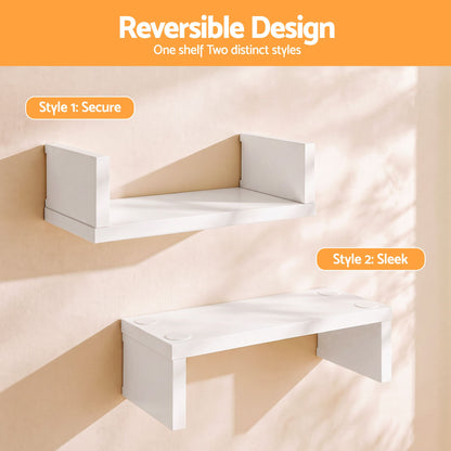 TWSC Floating Wall Shelves Set of 5 Mounted U-Shape Display Ledge, White