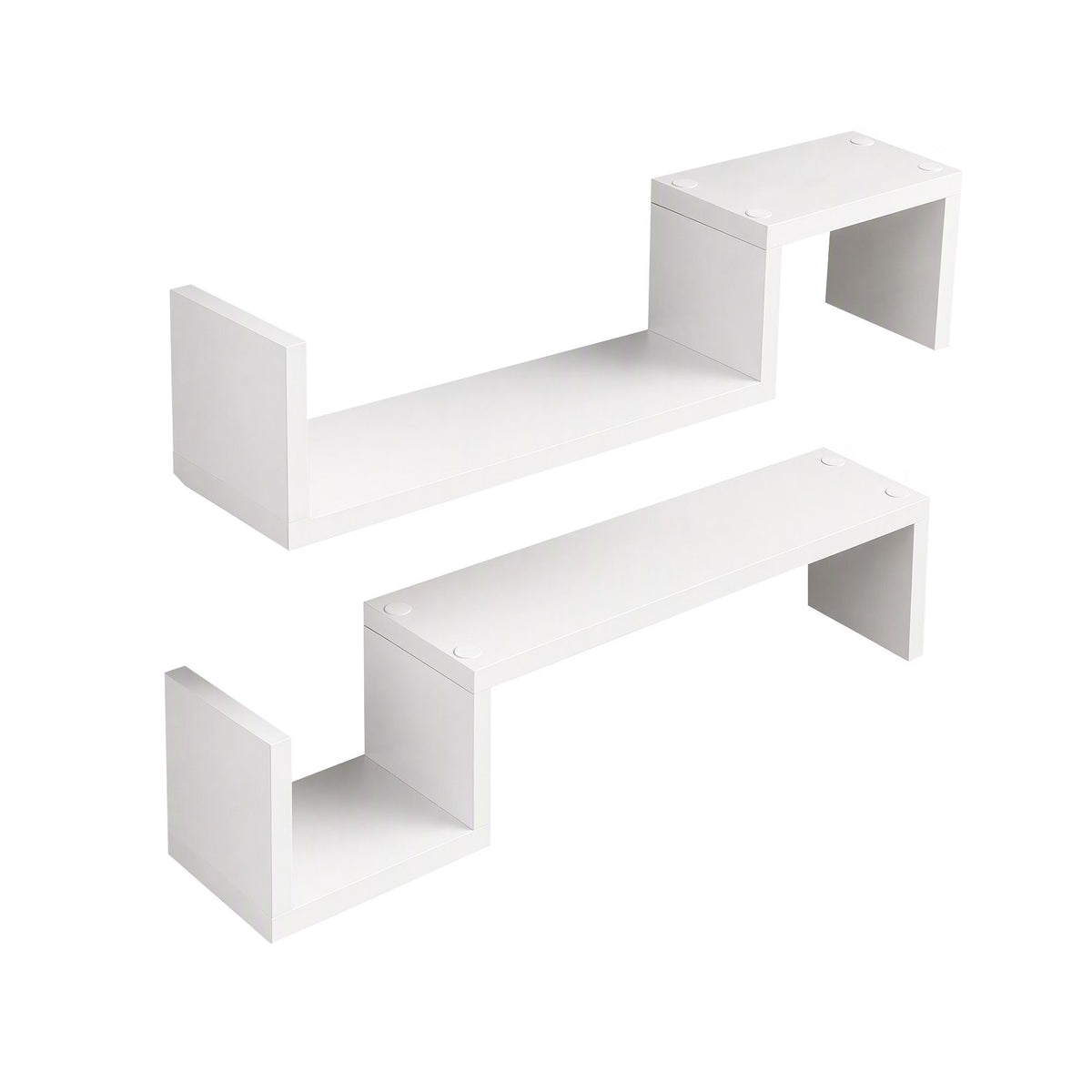 TWSC Set of 2 Floating Shelves Wall Mounted S-Shape Display Ledge, White