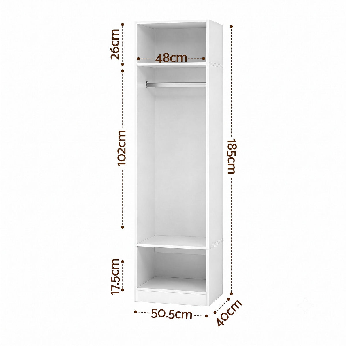 TWSC 2X Wardrobe Clothes Closet Storage Organiser Shelf White