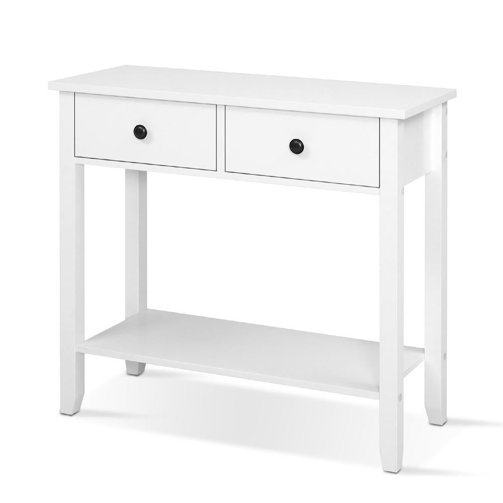 TWSC Console Table 2 Drawers 80CM White Chole