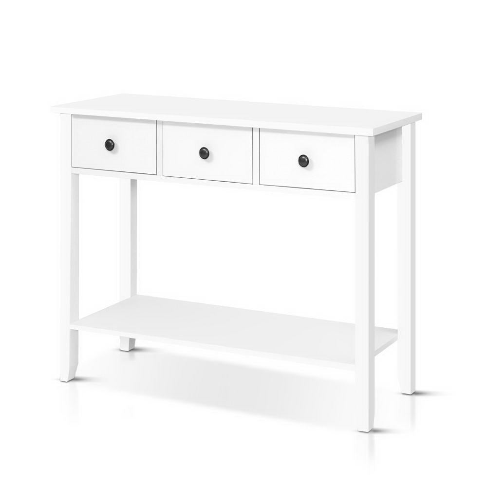 TWSC Console Table 3 Drawers 100CM White Chole