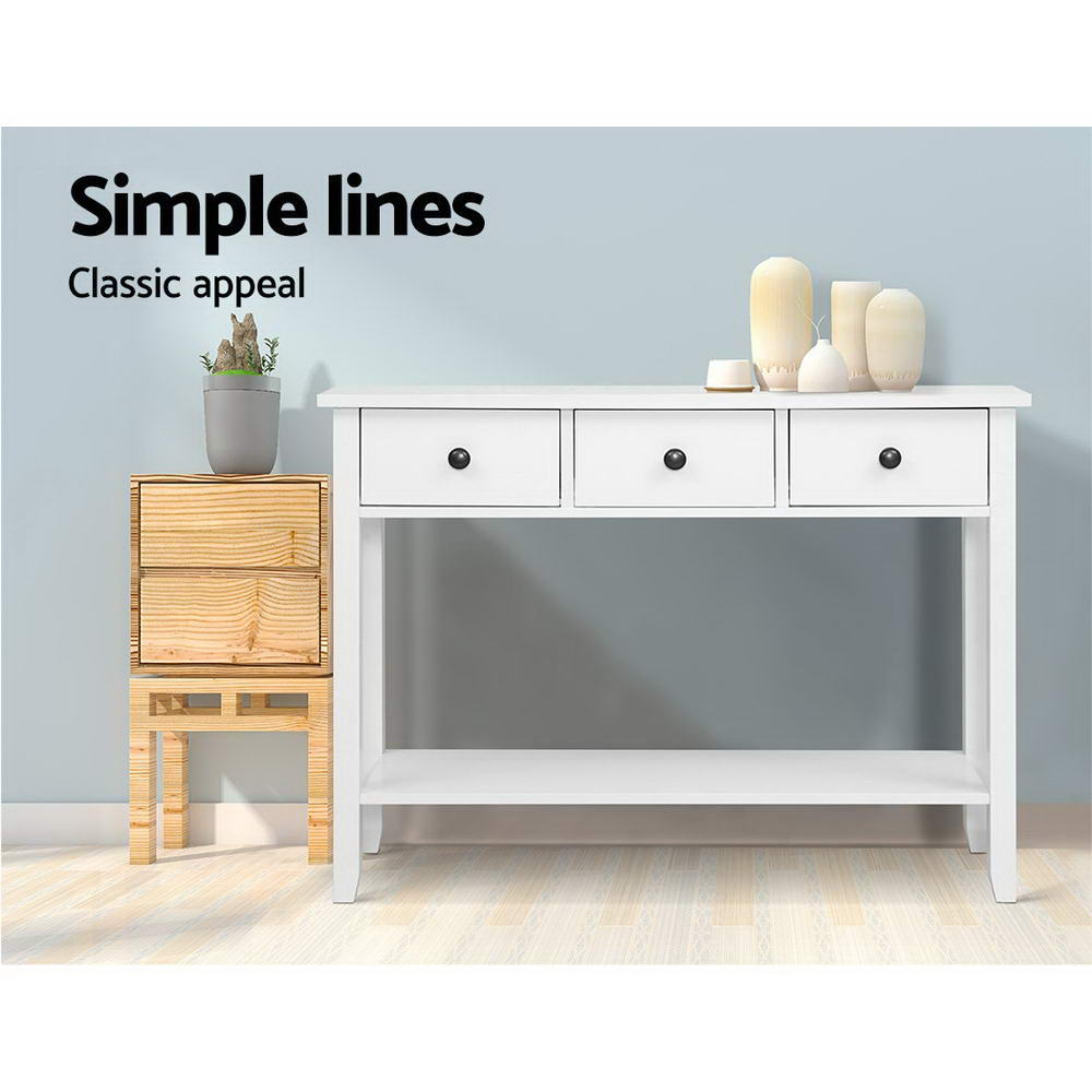 TWSC Console Table 3 Drawers 100CM White Chole
