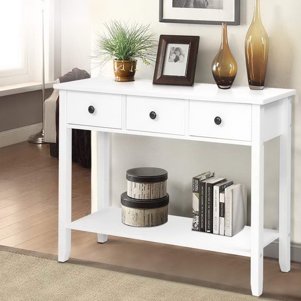 TWSC Console Table 3 Drawers 100CM White Chole