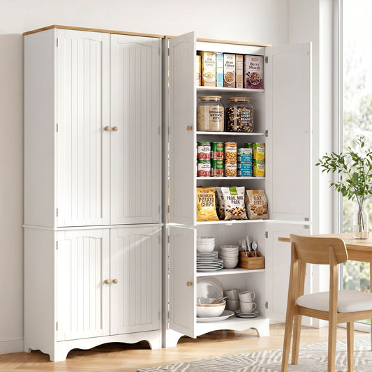 TWSC 2x Buffet Sideboard Pantry Cabinet Cupboard 6-Tiers Storage Shelves BERNE