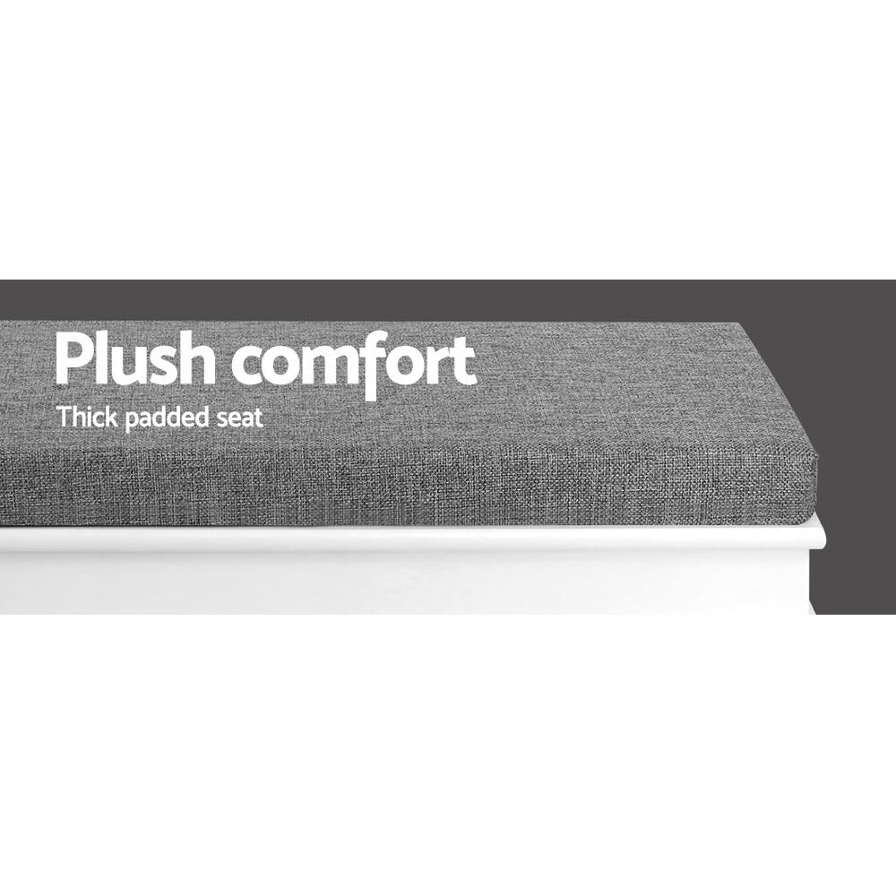 Shoe Cabinet Bench – Adjustable Storage, White E1 MDF