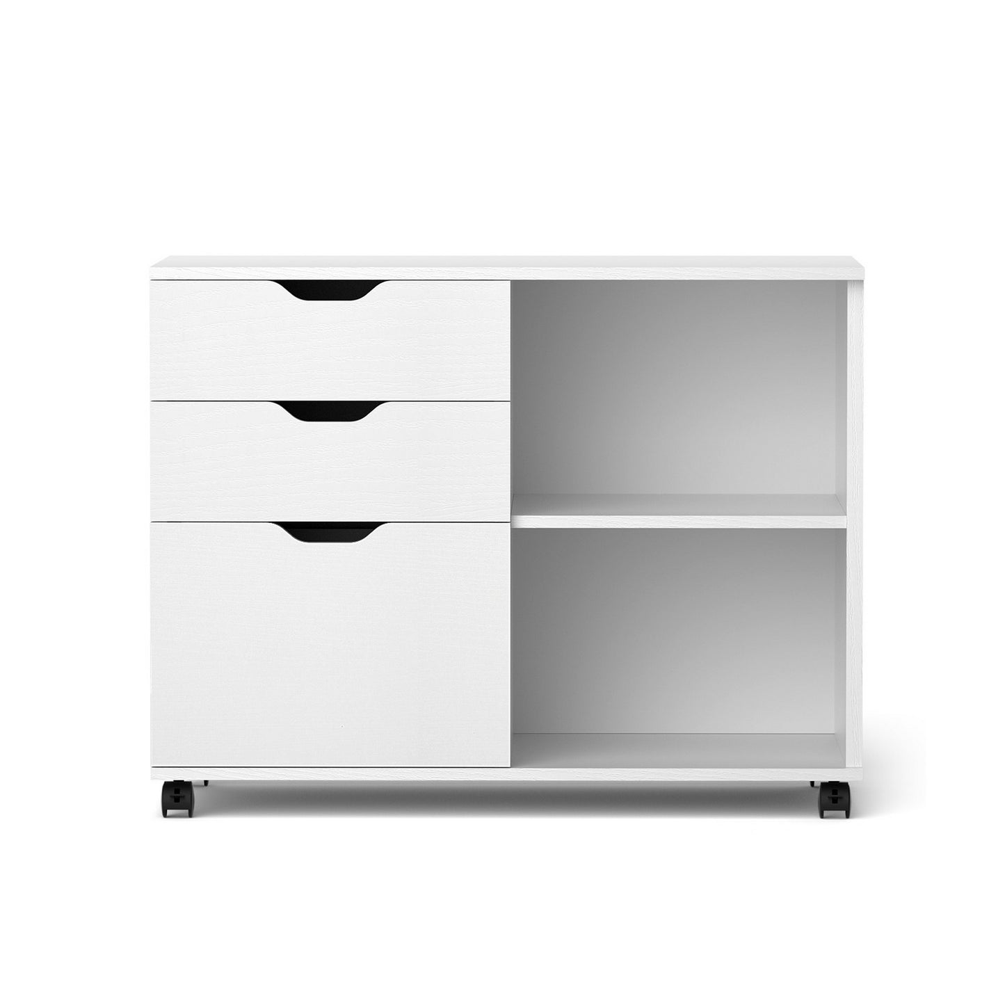 3-Drawer Mobile Filing Cabinet with Printer Stand – White