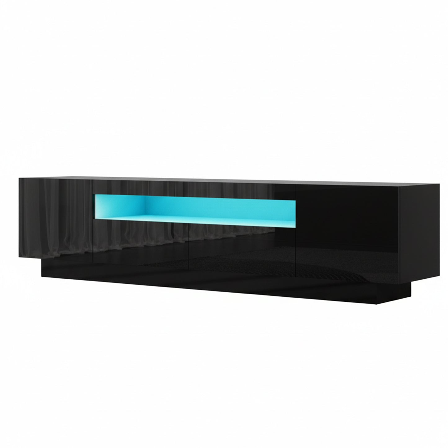 TV Unit with RGB LED Lighting – 180cm Black Entertainment Storage Drawer