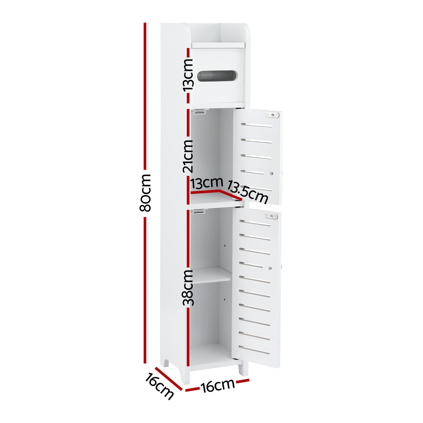 Bathroom Storage Cabinet – Slim 3-Tier Organizer with Toilet Paper Holder, White