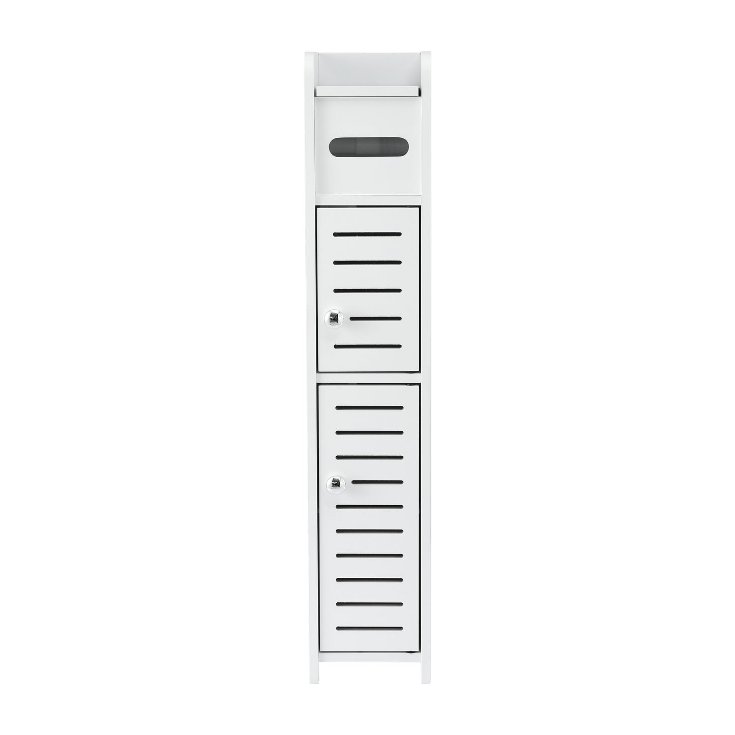 Bathroom Storage Cabinet – Slim 3-Tier Organizer with Toilet Paper Holder, White