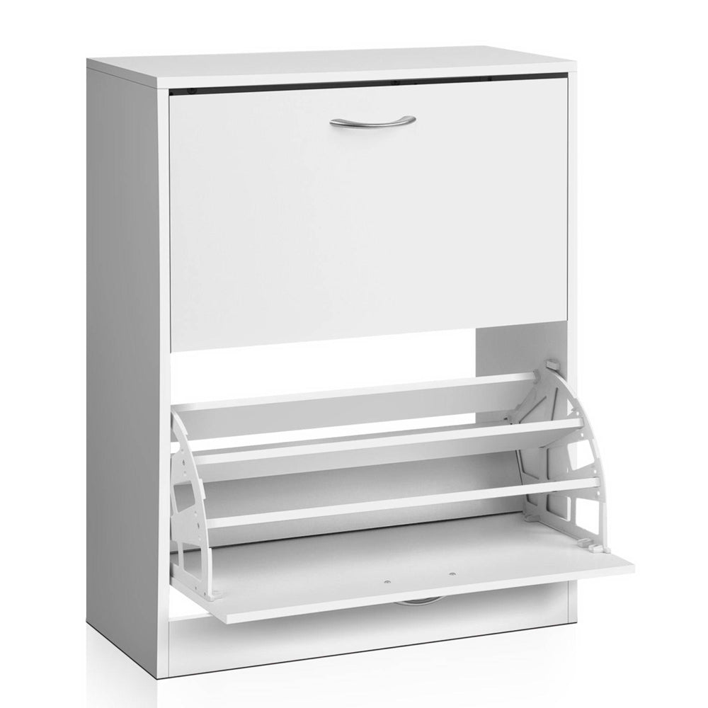 Shoe Rack Cabinet – Adjustable Shelves, White, 24 Pairs Capacity