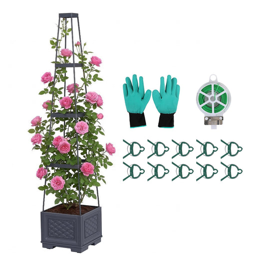 Self Watering Planter with Adjustable Trellis – Modular 4-Layer Tomato Box, 140cm
