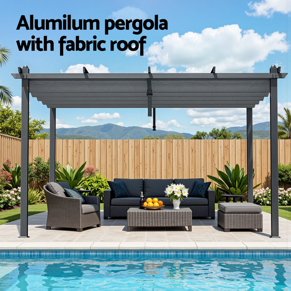 Gazebo with Adjustable Canopy – Aluminium Frame, 3x4m Grey