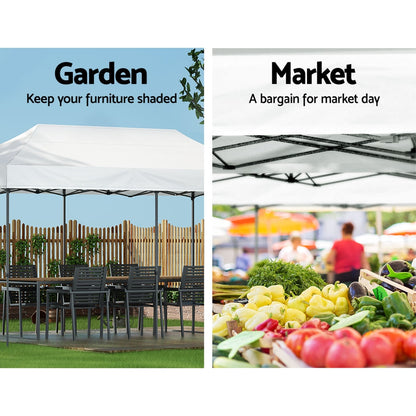 Gazebo Pop Up Marquee – 3x6 Folding Tent, White 500D Oxford Fabric