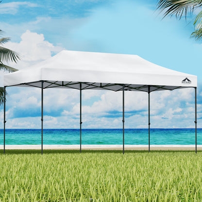 Gazebo Pop Up Marquee – 3x6 Folding Tent, White 500D Oxford Fabric