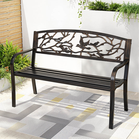 Outdoor Steel Garden Bench – 3 Seater, Bronze Finish