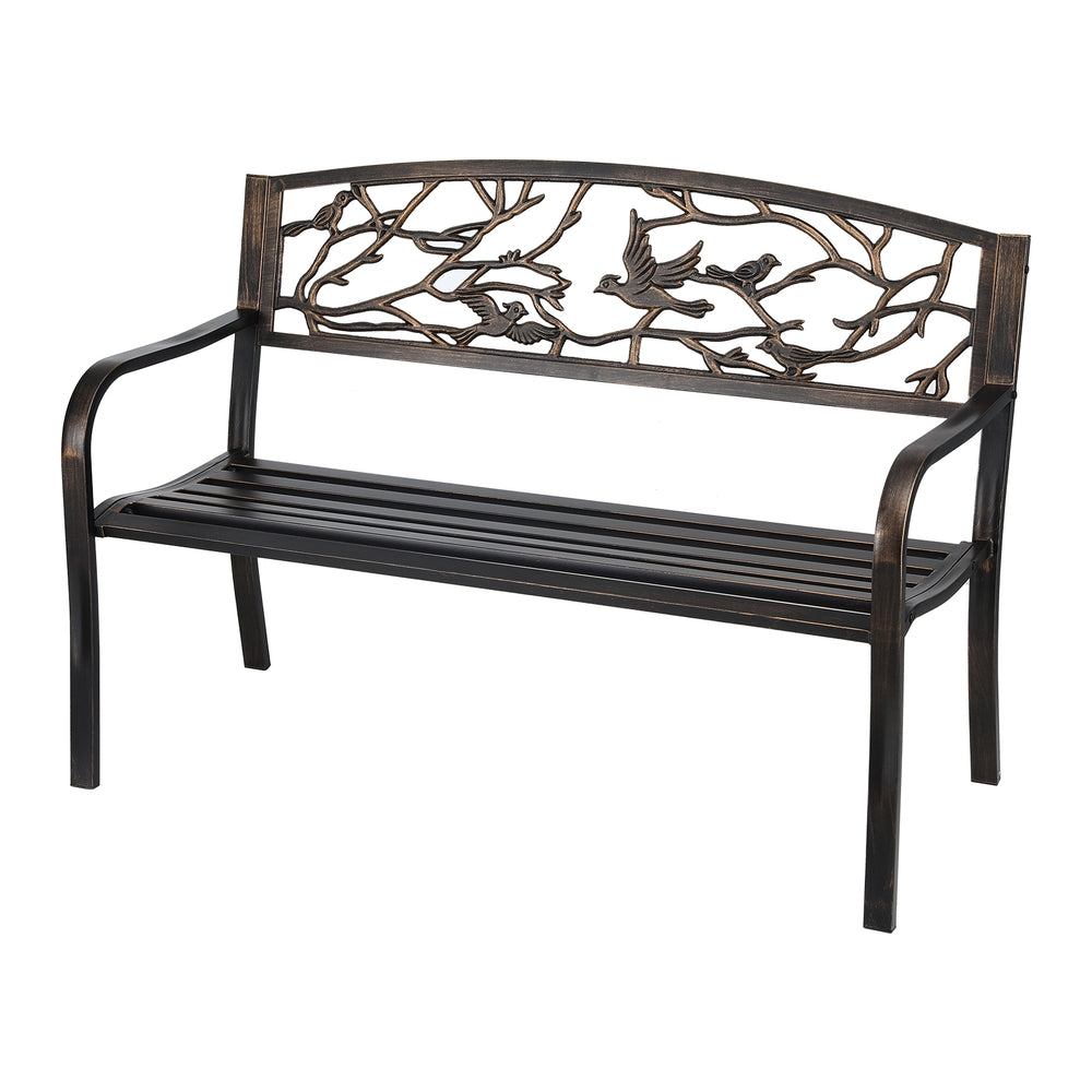 Outdoor Steel Garden Bench – 3 Seater, Bronze Finish