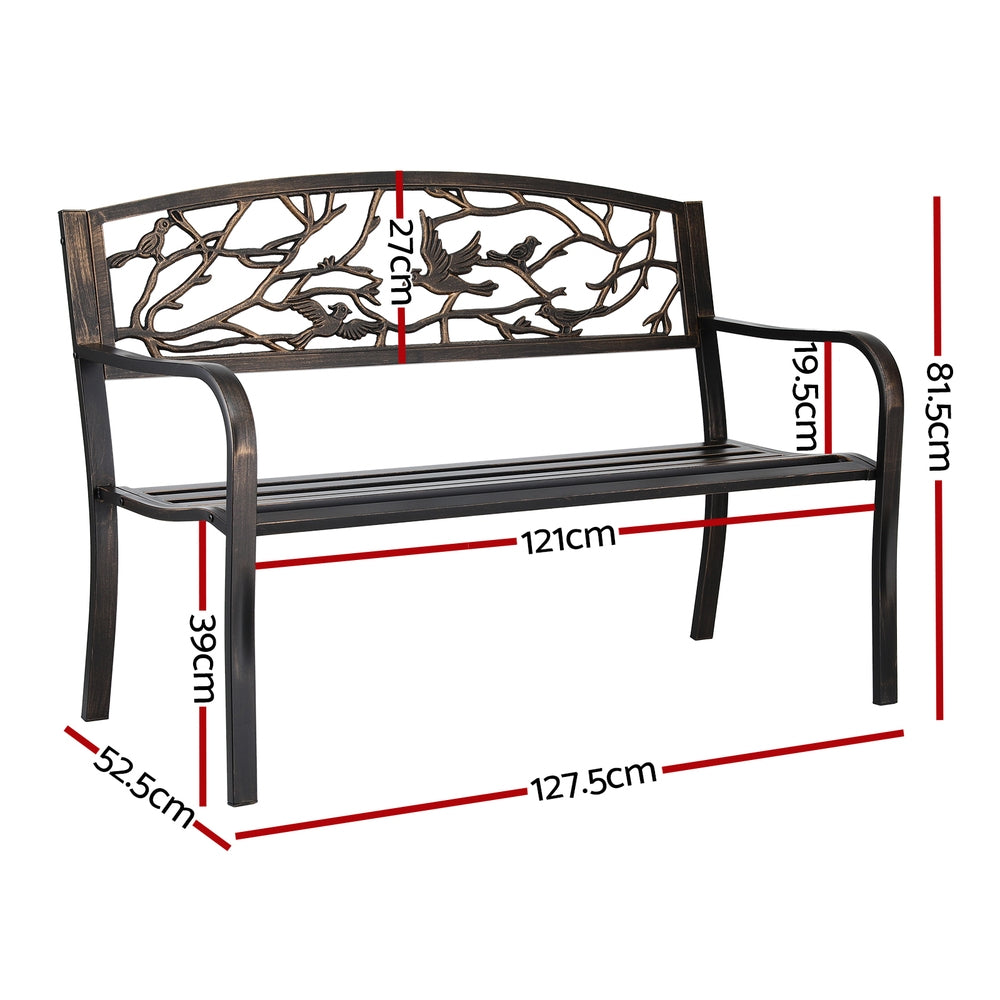 Outdoor Steel Garden Bench – 3 Seater, Bronze Finish