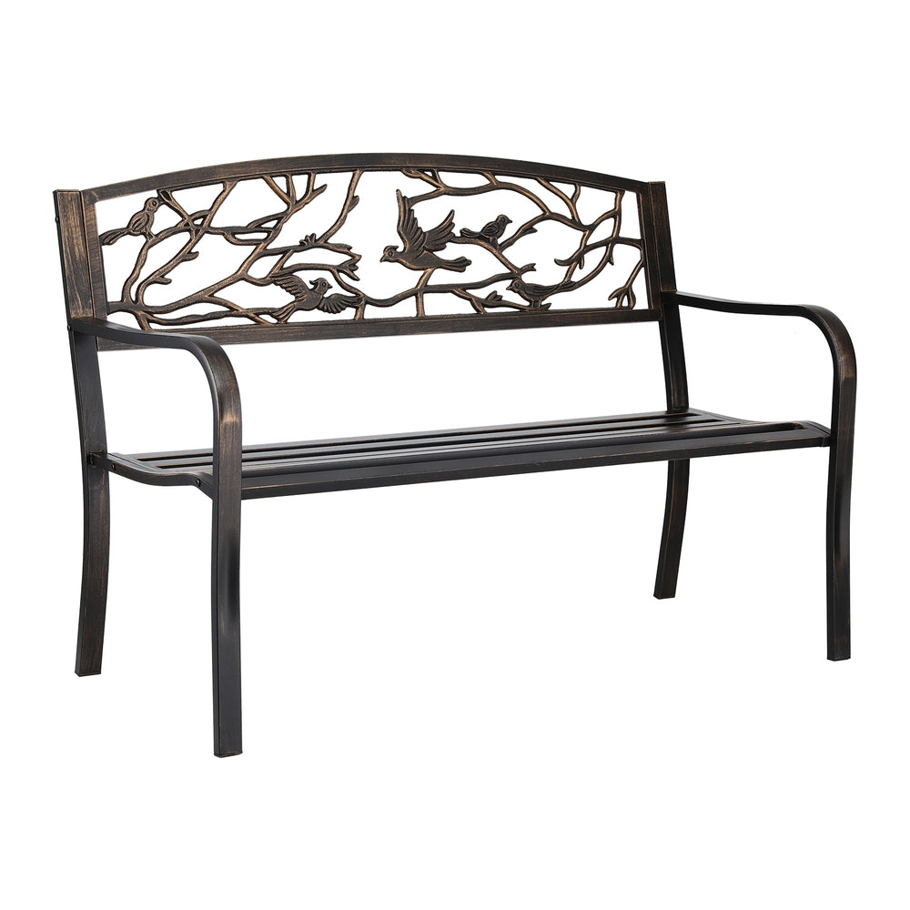 Outdoor Steel Garden Bench – 3 Seater, Bronze Finish