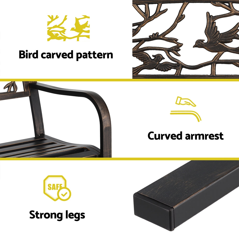 Outdoor Steel Garden Bench – 3 Seater, Bronze Finish